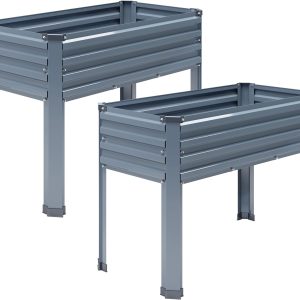 Galvanized Raised Garden Bed with Legs,2PCS 48×18×30in Elevated Planter Box for Backyard,Outdoor Garden, Patio, Balcony, 300lb Capacity,Grey