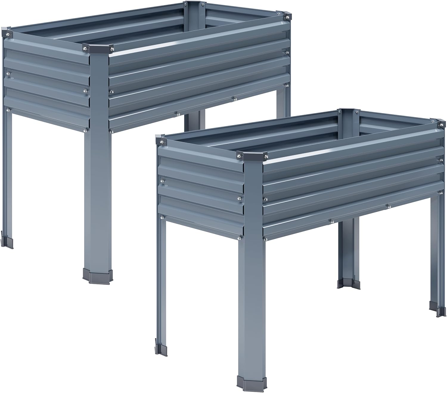 Galvanized Raised Garden Bed with Legs,2PCS 48×18×30in Elevated Planter Box for Backyard,Outdoor Garden, Patio, Balcony, 300lb Capacity,Grey